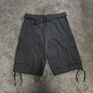 Red Iodine Cargo Shorts Mens 34 Black Excellent Belted Tactical Utility Pocket